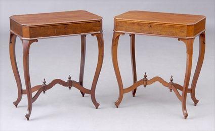 Appraisal: A PAIR OF LATE FEDERAL SIDE TABLES The rectangular tops