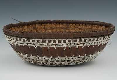 Appraisal: A Vintage Indonesian or Lombok Beaded Offering Basket Apprx -