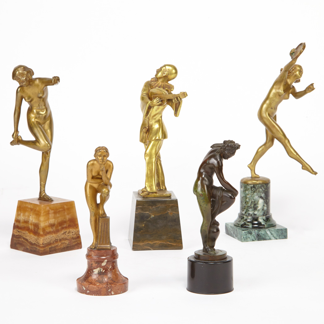 Appraisal: Group of Art Nouveau Gilt and Patinated-Bronze Figures th Century