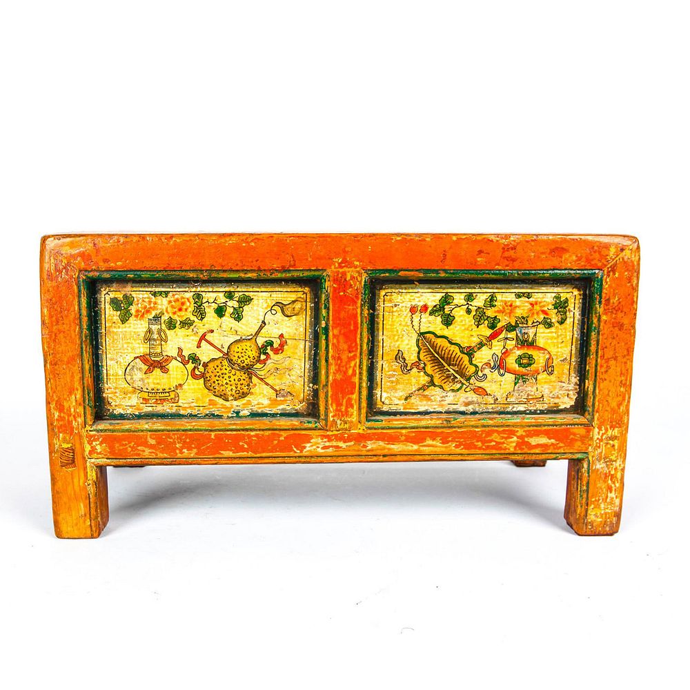 Appraisal: TIBETAN TEMPLE RISER FOR SCULPTURES Hand decorated with motifs of