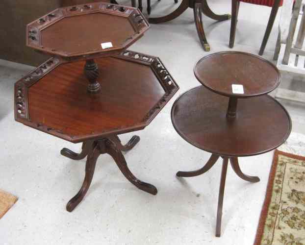 Appraisal: TWO TWO-TIER OCCASIONAL TABLES American mid- th century including one