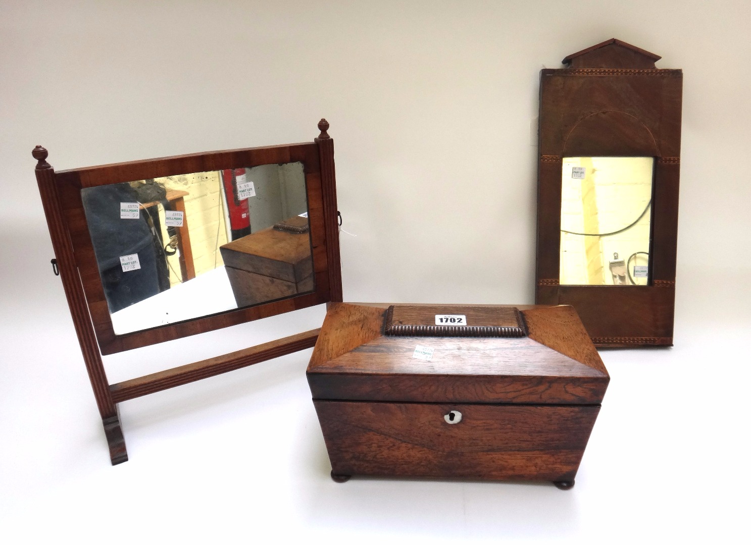 Appraisal: A Regency rosewood sarcophagus tea caddy cm wide an inlaid