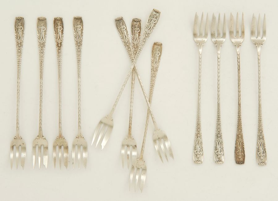 Appraisal: CASED SET OF GORHAM STERLING SILVER OYSTER FORKS With figural