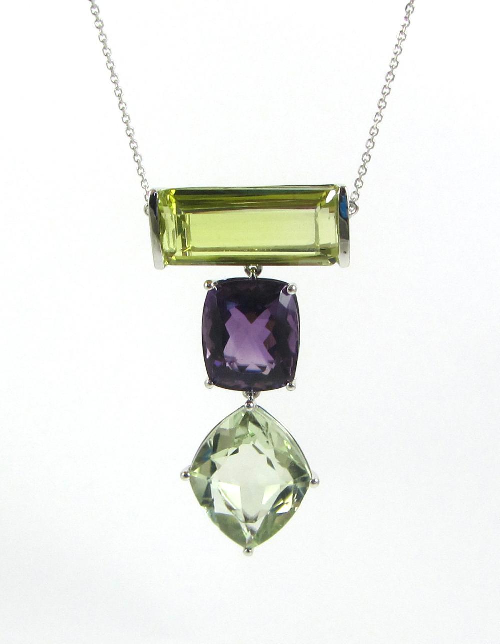 Appraisal: CITRINE AMETHYST AND PRASIOLITE NECKLACE with a length of k