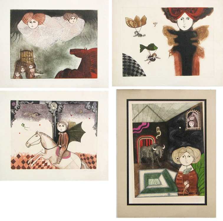 Appraisal: LETICIA TARRAGO FOUR ETCHINGS AND AQUATINTS Mexico born Servicio Aereo