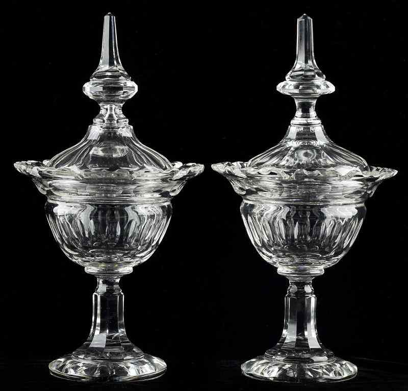 Appraisal: Pair of Flint Glass Sweetmeat Servers th century each of