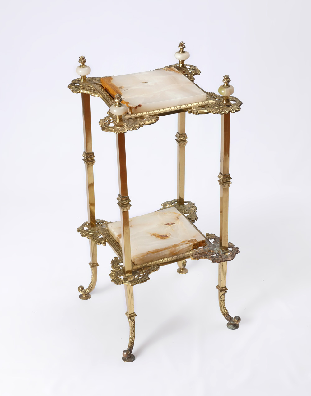 Appraisal: ONYX BRASS VICTORIAN STAND -Tiered onyx stand having a brass