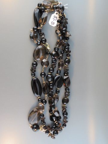 Appraisal: Smokey Quartz Black Onyx Necklace long gold on sterling spacers