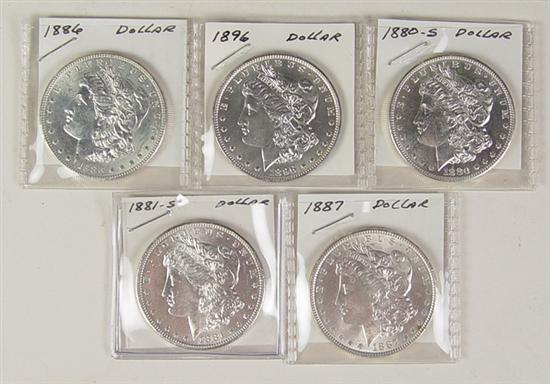 Appraisal: Nice Group of BU Morgan Silver Dollars Dates include -S