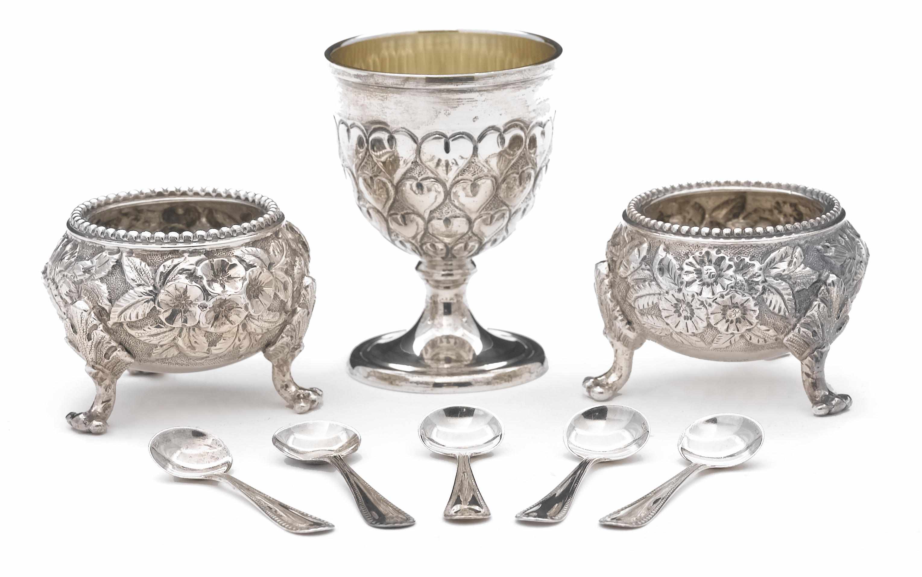 Appraisal: A silver group of table articles and flatware Comprising a