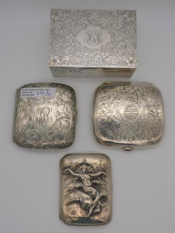 Appraisal: cigarette cases two with ornate engraved designs one is x