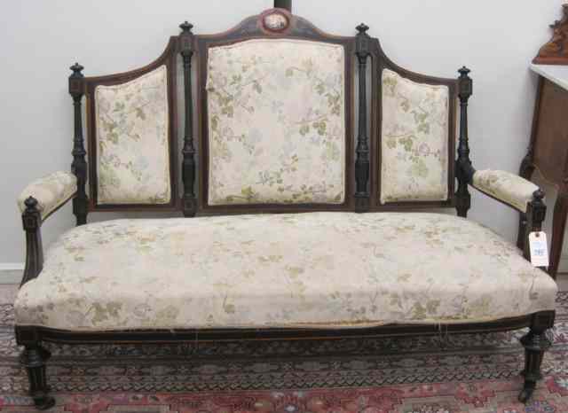 Appraisal: NAPOLEON III EBONIZED WALNUT SETTEE Louis XVI style French c