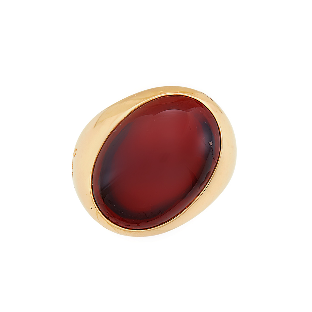 Appraisal: Gold and Cabochon Garnet Ring Pomellato kt one oval cabochon