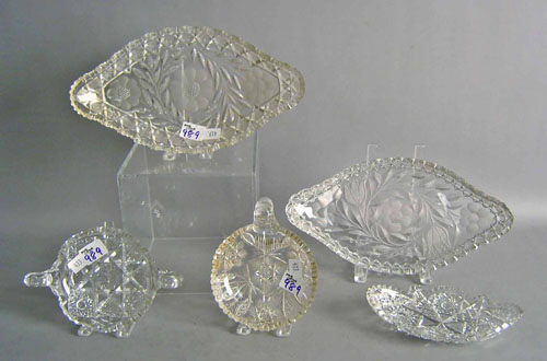 Appraisal: Five cut glass serving dishes