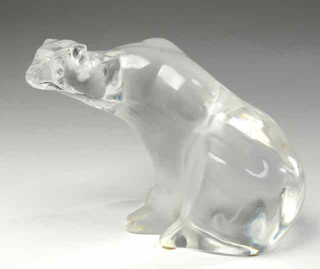 Appraisal: LALIQUE FRANCE CRYSTAL POLAR BEAR FIGURINE signed Height inches The