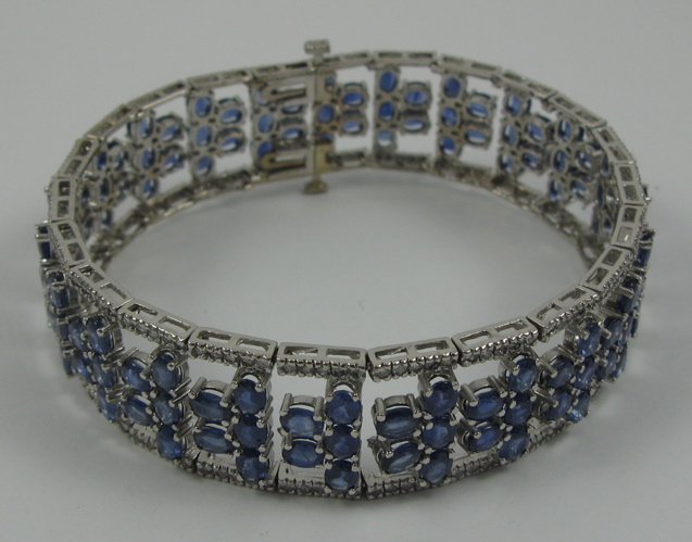 Appraisal: SAPPHIRE DIAMOND AND K WHITE GOLD BRACELET WITH APPRAISAL in