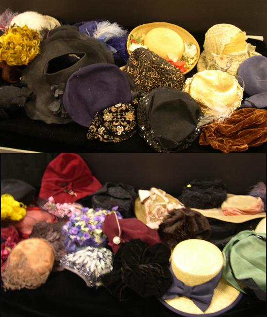 Appraisal: Large collection of vintage hats including straw beaded feather and