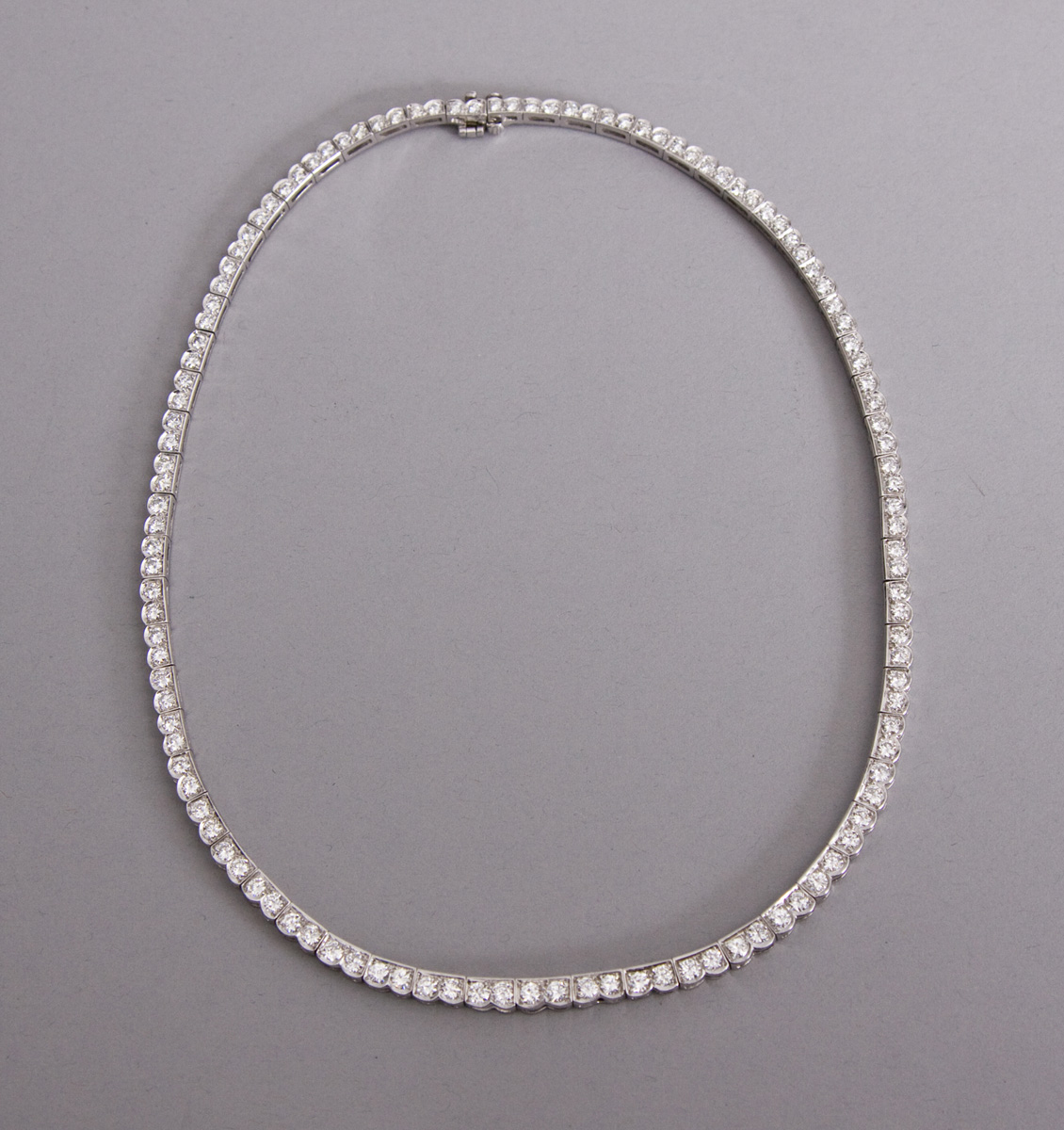 Appraisal: Graduated Diamond Tennis Necklace iridium platinum brilliant cut round diamonds