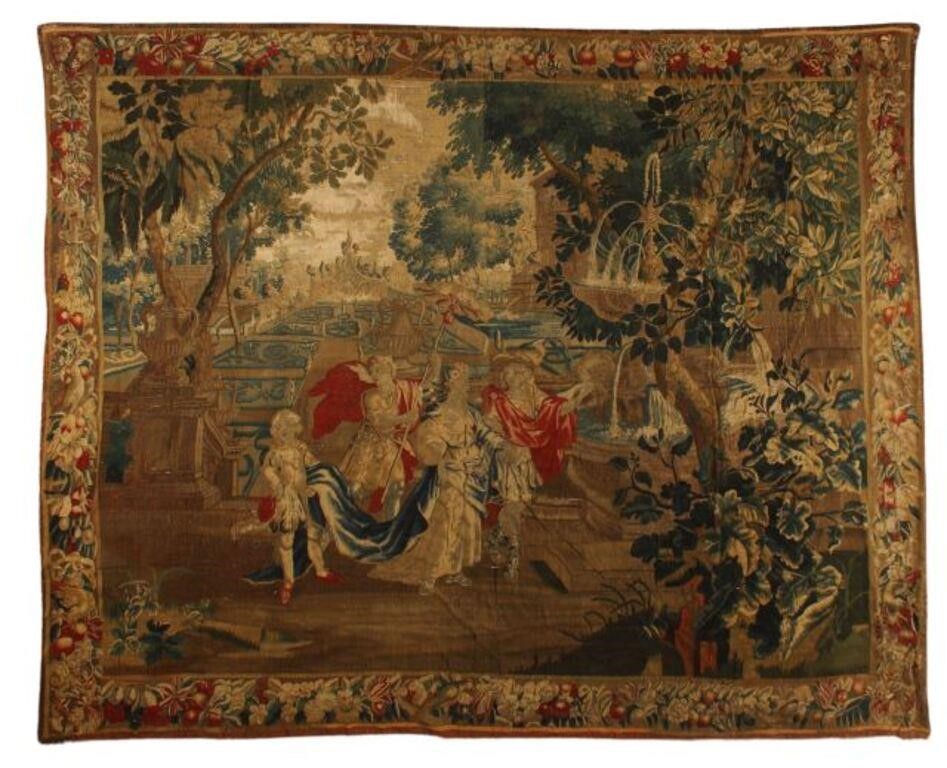 Appraisal: Large Flemish tapestry group of figures including nobleman and woman