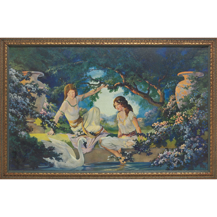 Appraisal: Maxfield Parrish print colorful scene of two women and a