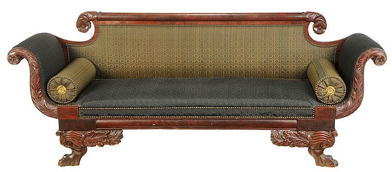 Appraisal: American Classical Carved Mahogany Sofa probably New York circa well