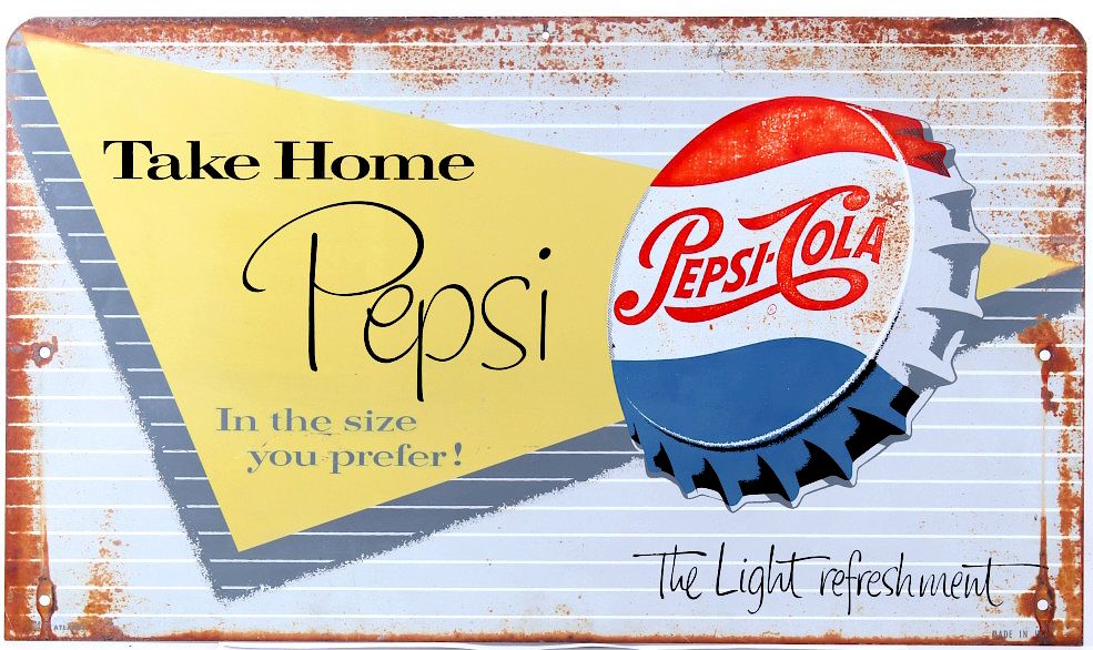 Appraisal: 's Pepsi-Cola Two Sided Metal Sign For your consideration is