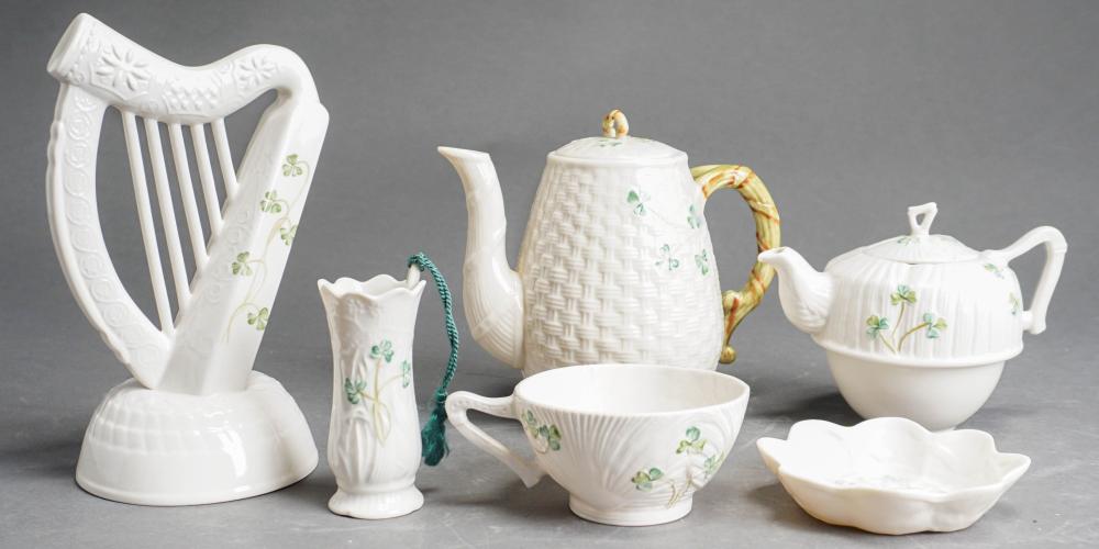 Appraisal: COLLECTION OF SEVEN BELLEEK PORCELAIN TABLE ARTICLESCollection of Seven Belleek