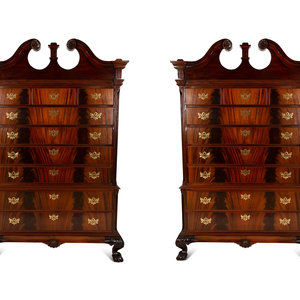 Appraisal: A Pair of George II Style Mahogany Chest on Chests