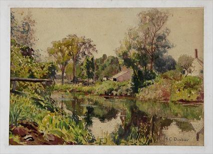 Appraisal: HAROLD C DUNBAR - HOMES BY THE RIVER Watercolor on