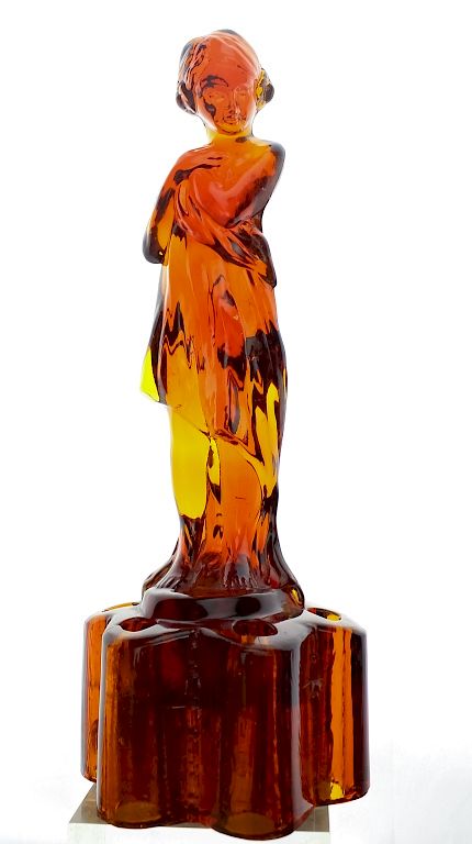 Appraisal: Cambridge Glass Vaseline Amber Citrine Lady Frog Cambridge Glass figural