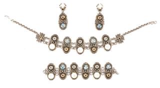 Appraisal: Jean-Louis Blin French founded A three-piece silver-tone jewelry set including