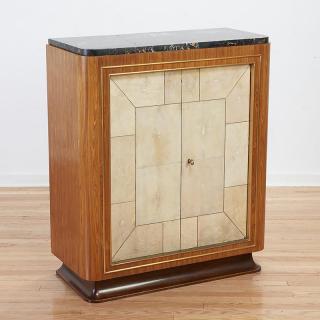 Appraisal: Dominique rosewood and shagreen cabinet Attrib to Ruhlmann rosewood and