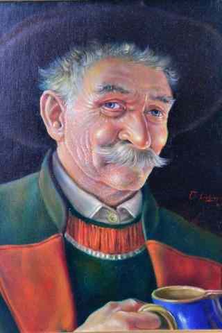 Appraisal: OTTO EICHINGER OIL ON BOARDfine portrait of a moustached man