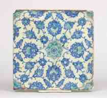 Appraisal: Iznik-style Tile Syrian circa th Century Square tile moulded from