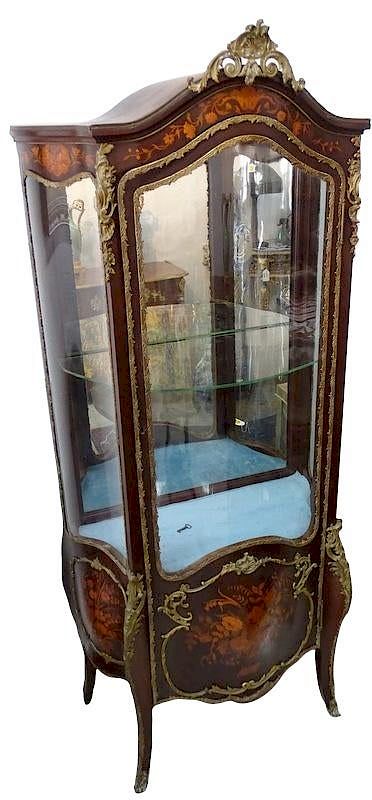 Appraisal: th century french inlaid bronze mounted vitrine th century french