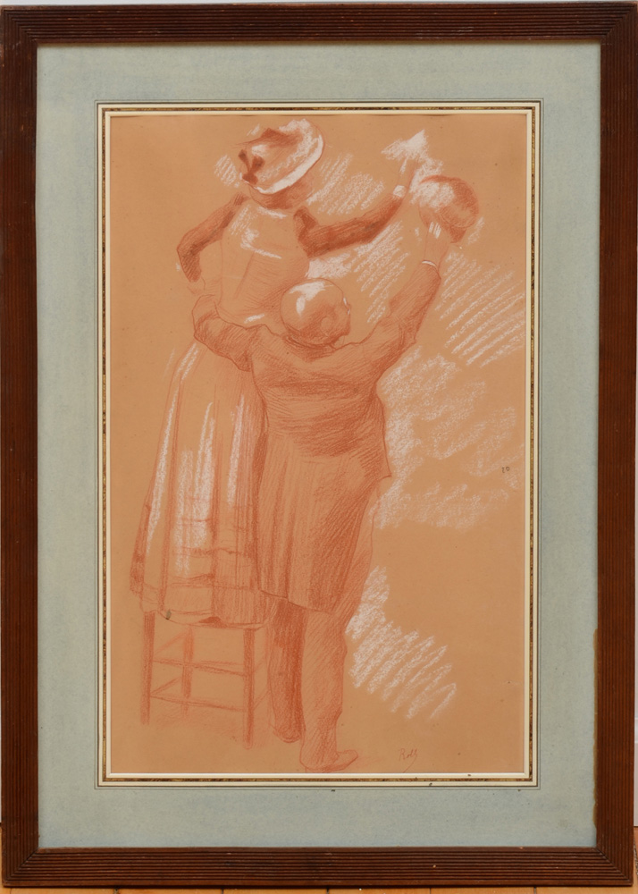 Appraisal: ATTRIBUTED TO ALFRED ROLL - ETUDE POUR DEUX FIGURES Red