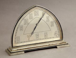 Appraisal: Art Deco Silvered Metal Mantel Clock c by Didisheim-Goldschmidt the