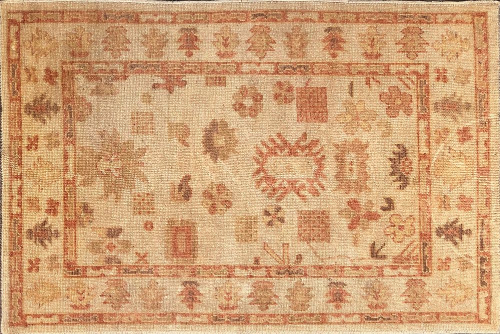 Appraisal: Vintage Hand Woven Turkish Oushak Carpet Vintage Hand Woven Turkish