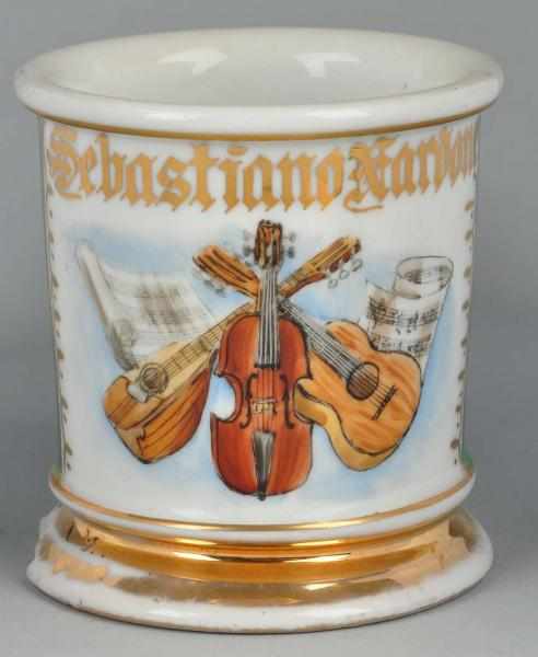 Appraisal: Instrumental Group Shaving Mug Description Gilt name Sebastiano Nardone Shows