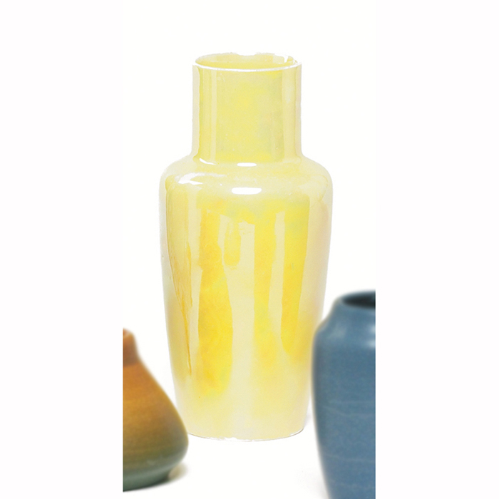 Appraisal: Ruskin vase English shouldered form covered in a yellow luster