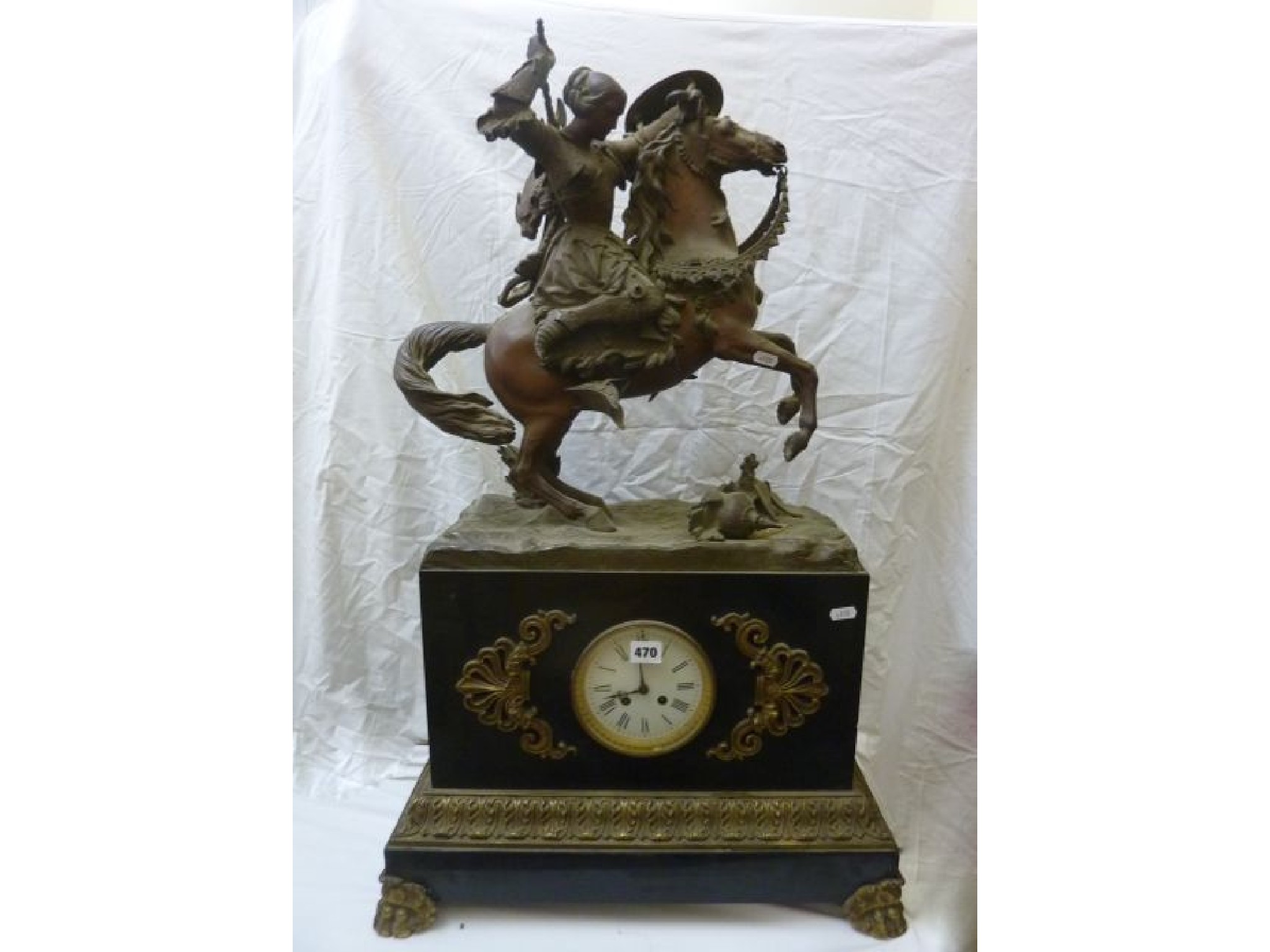 Appraisal: A substantial th century black slate spelter and ormolu mantel