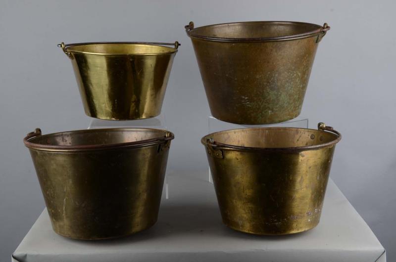 Appraisal: Lot Of Brass Buckets Three are antique Hiram W Hayden