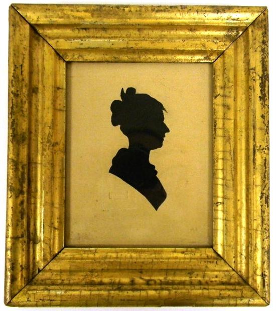 Appraisal: th C silhouette bust of woman gilt frame under glass