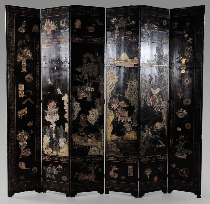 Appraisal: Coromandel Six-Panel Screen Chinese th century or earlier three panels