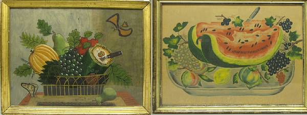 Appraisal: A therom painting and a reverse painting of fruit th