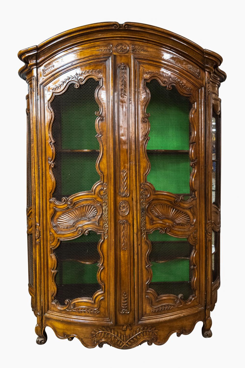 Appraisal: LOUIS XV PROVINCIAL STYLE CARVED WANLUT ARMOIRE th Century of