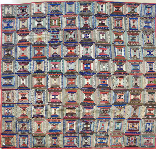 Appraisal: Log cabin quilt th c x