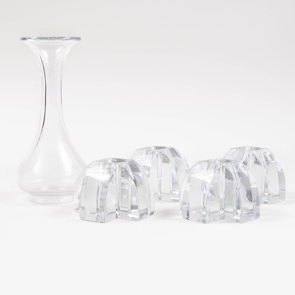 Appraisal: Set of Four Baccarat Candle Holders and a Bud Vase