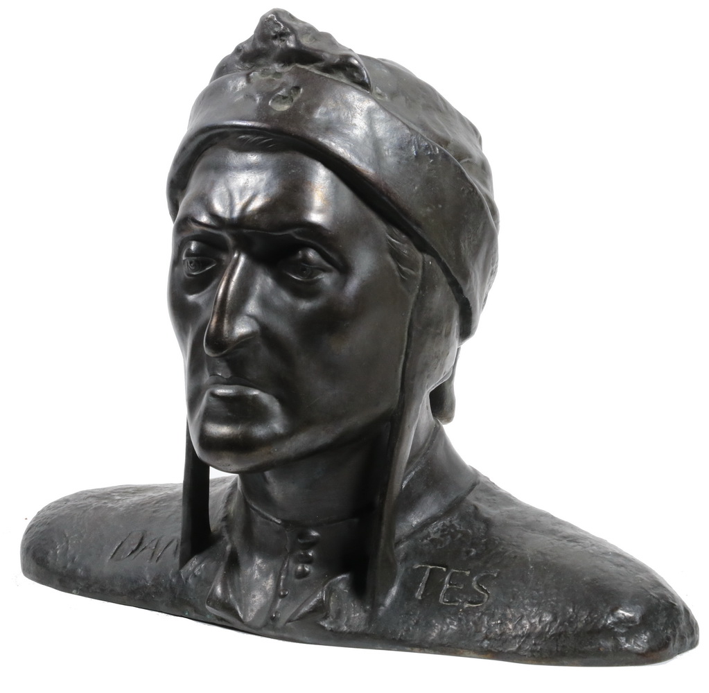 Appraisal: GRAND TOUR LIFE-SIZED BRONZE BUST OF DANTE AFTER ADOLFO CIPRIANI