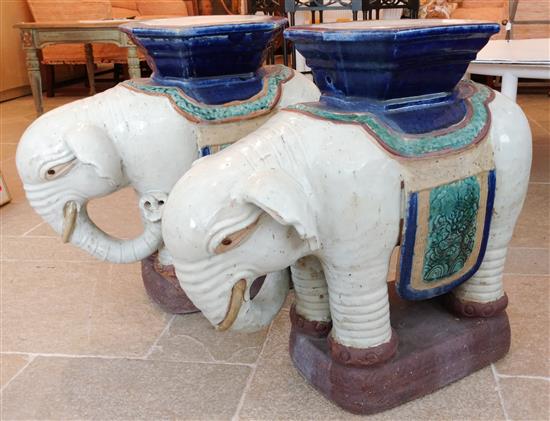 Appraisal: Sale Lot A Pair of Glazed Ceramic Elephant Seats Florida